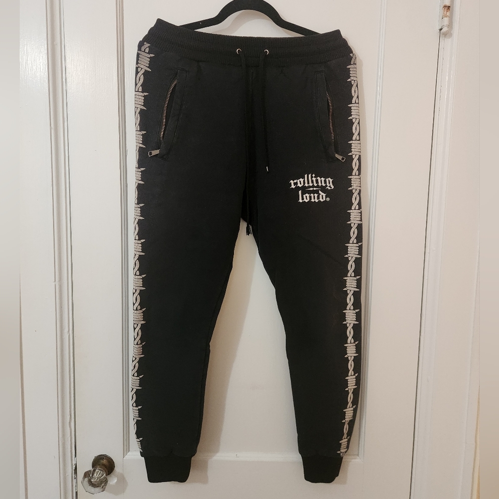 Rolling Loud Black Joggers with Tape Detail